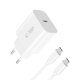 Tech-Protect NC20W PD20W сетевое зарядное устройство USB-C с кабелем USB-C - белый
