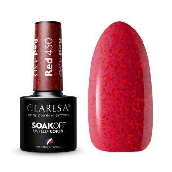 Claresa Rainbow Explosion Red 430 hibrīda nagu laka, 5g