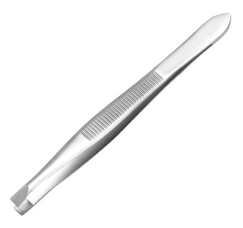 Precision Slanted Eyebrow Tweezers for Facial Hair Removal, Silver
