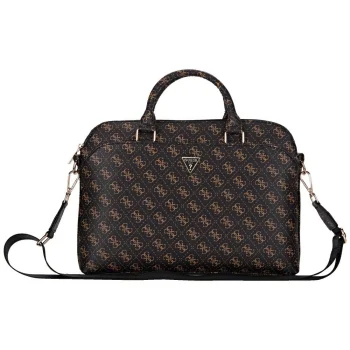 Guess New 4G rāvējslēdzēja kabatas trīsstūra logotipa 15" klēpjdatora soma – melna