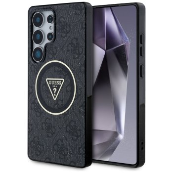 Guess 4G Glitter Triangle Buttons MagSafe vāciņš Samsung Galaxy S25 Ultra Black
