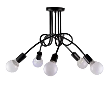 Modern 5-light chandelier, black