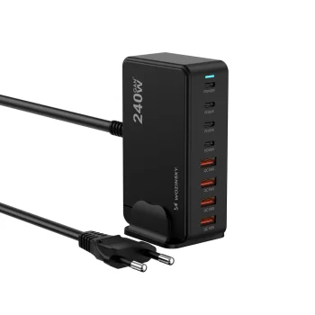 Зарядная станция USB Wozinsky 240W GaN QC3 Черная