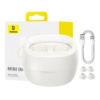 Wireless headphones Baseus Bowie WM02 TWS, Bluetooth 5.0 (white) OS