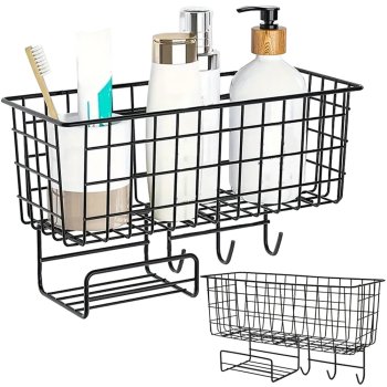 Piekarināms Metāla Grozs Organizators Plaukts uz Durvīm, 3 Āķi | Hanging Metal Basket Organizer Door Shelf
