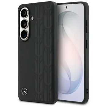 Чехол Mercedes-Benz Leather Laurel Leaves MagSafe для Samsung Galaxy S26, черный
