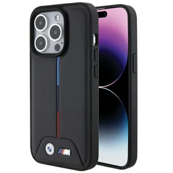 BMW Quilted Tricolor vāciņš Apple iPhone 15 Pro - Melns