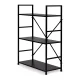 Modernhome CWJ602480LG BLACK koka plaukts ar metāla rāmi, 3 plaukti, melns