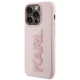 Karl Lagerfeld iPhone 15 Pro vāciņš 3D Logo Glitter, rozā