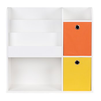 Kids Bookshelf and Toy Storage Organizer Cabinet with Bins by ECOTOYS, White