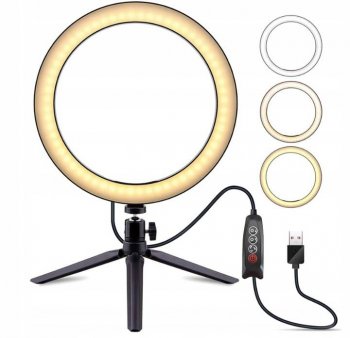 LED Pastāvīgās Dienas Gaismas Riņķa Lampas Komplekts ar Mini Statīvu Tripodu | Ring Light Desktop Lamp Table Stand