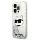 Karl Lagerfeld iPhone 14 Pro vāciņš Liquid Glitter Choupette Sudraba