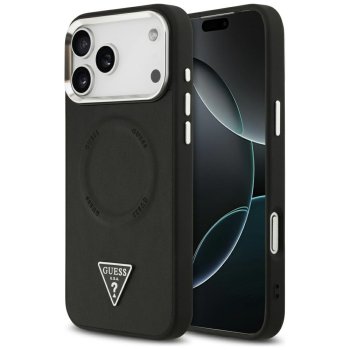 Guess iPhone 17 Pro Case PU Leather Triangle Logo MagSafe, Black