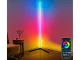 RGB LED stūra grīdas lampa ar lietotnes un pults vadību, 150 cm, melna
