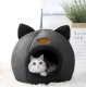 Purlov 00021947 Plush Cat House with Ears, Black