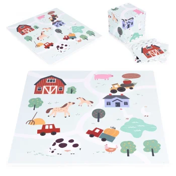 Детский коврик-пазл из пены EVA Ecotoys Farma, 90.5x90.5 см, 21 шт.