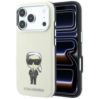 Чехол Karl Lagerfeld Smooth Ikonik Sketch MagSafe для iPhone 18 Pro / 17 Pro, бежевый