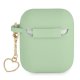 Guess AirPods vāciņš Silicone Heart Charm Zaļš