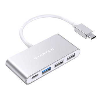 Lention 4in1 Hub USB-C to USB 3.0 + 2x 2.0 (серебристый)