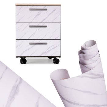 Self-Adhesive Vinyl Furniture Wrap Jazz 1.22m x 50m, White Marble