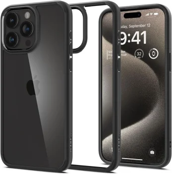 Spigen iPhone 15 Pro vāciņš Ultra Hybrid, matēts melns / caurspīdīgs