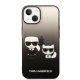 Karl Lagerfeld Ikonik Karl & Choupette vāciņš iPhone 14, Black Gradient