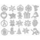 Ruhhy Wooden Christmas Tree Baubles, 20 pcs, White, 9 cm