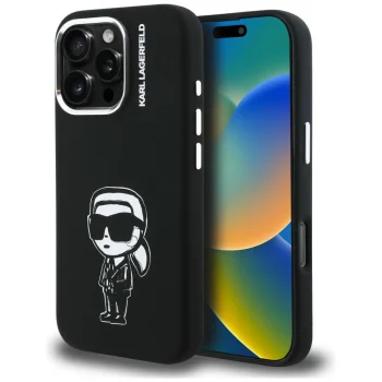 Чехол Karl Lagerfeld Silicone Karl Sketch MagSafe для iPhone 16 Pro Max, черный