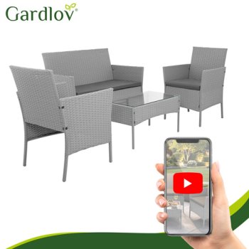 Комплект садовой мебели из полиротанга Gardlov 26910, серый