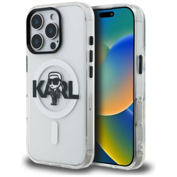 Karl Lagerfeld IML Karl Sketch Logo MagSafe Case for iPhone 16 Pro Max, Clear