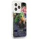 Guess Чехол для iPhone 13 Pro Max Flower Liquid Glitter Синий