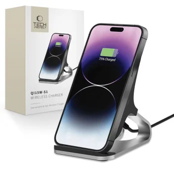 Tech-Protect QI15W-S1 induktīvā lādētāja statīvs 15W – melns