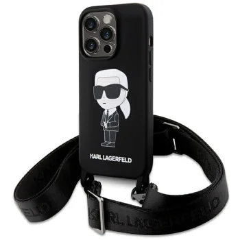 Чехол Karl Lagerfeld для iPhone 15 Pro Max Crossbody Silicone Ikonik, черный