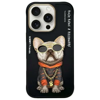 Nimmy Glasses Cool Dog vāciņš iPhone 16 Pro telefonam - Melns