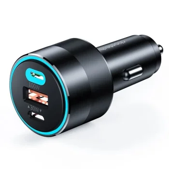 CHOETECH auto lādētājs 2x USB-C, USB-A, 130W, PD3.0, QC3.0, melns