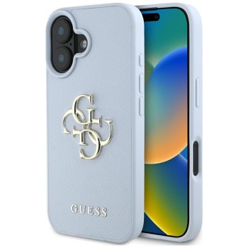 Guess Grained Big 4G Logo vāciņš Apple iPhone 16 - Zils
