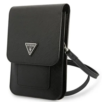 Сумка-кошелек Guess Saffiano Triangle для смартфона, черная