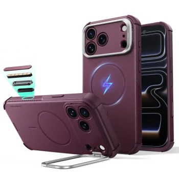 Чехол ESR Cyber Tough Kickstand MagSafe для iPhone 18 Pro / 17 Pro с подставкой, бордовый