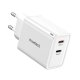 Choetech PD6013 2x USB-C PD 65W GaN sienas lādētājs – balts
