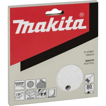 Makita slīpēšanas diski 150 mm K80 ar liplenti, 8 caurumi, 10 gab. (P-37851)