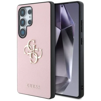Чехол Guess Grained Big 4G Logo для Samsung Galaxy S25 Ultra, розовый