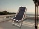 Folding Wooden Beach Lounger with Pillow, Black