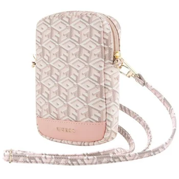 Сумочка для телефона Guess Zip GCube Bottom Stripe, розовая