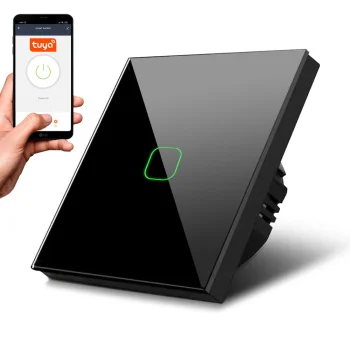 Smart Touch Light Switch Maclean MCE716B, Wi-Fi Tuya, 86x86 mm, Black