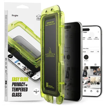 Ringke iPhone 17 Air aizsargstikls Easy Slide Privacy 2-pack, melns