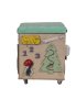 Educational Toy Wooden Manipulation Sensory Cube-Pouf on Wheels with Storage Space Busy Board