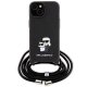Karl Lagerfeld iPhone 15 Case Crossbody Saffiano Metal Pin, Black