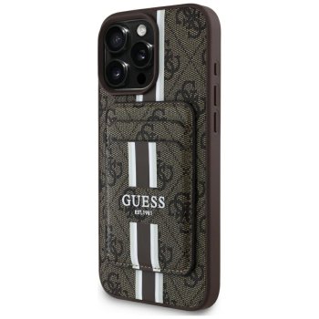 Guess 4G Stripes case with Magsafe wallet iPhone 16 Pro Max brown