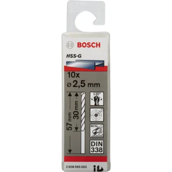 Набор сверл по металлу Bosch HSS-G 2,5x30x57 мм, 10 шт.