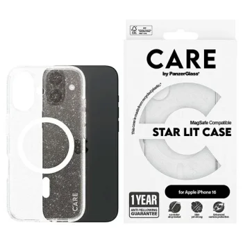 PanzerGlass iPhone 16 vāciņš CARE Flagship Star Lit, balts (MagSafe)